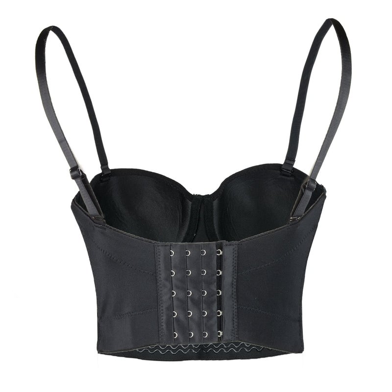 ELLACCI Women's Diamond Pearls Beaded Rhinestone Bustier Crop Top Corset Tube Top Black Small - Image 2